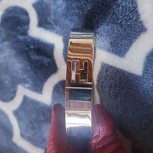 Fendi  Silver Cuff Bangle Spring FF Logo Bracelet